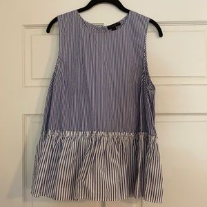 J.Crew White and Blue Summer Blouse